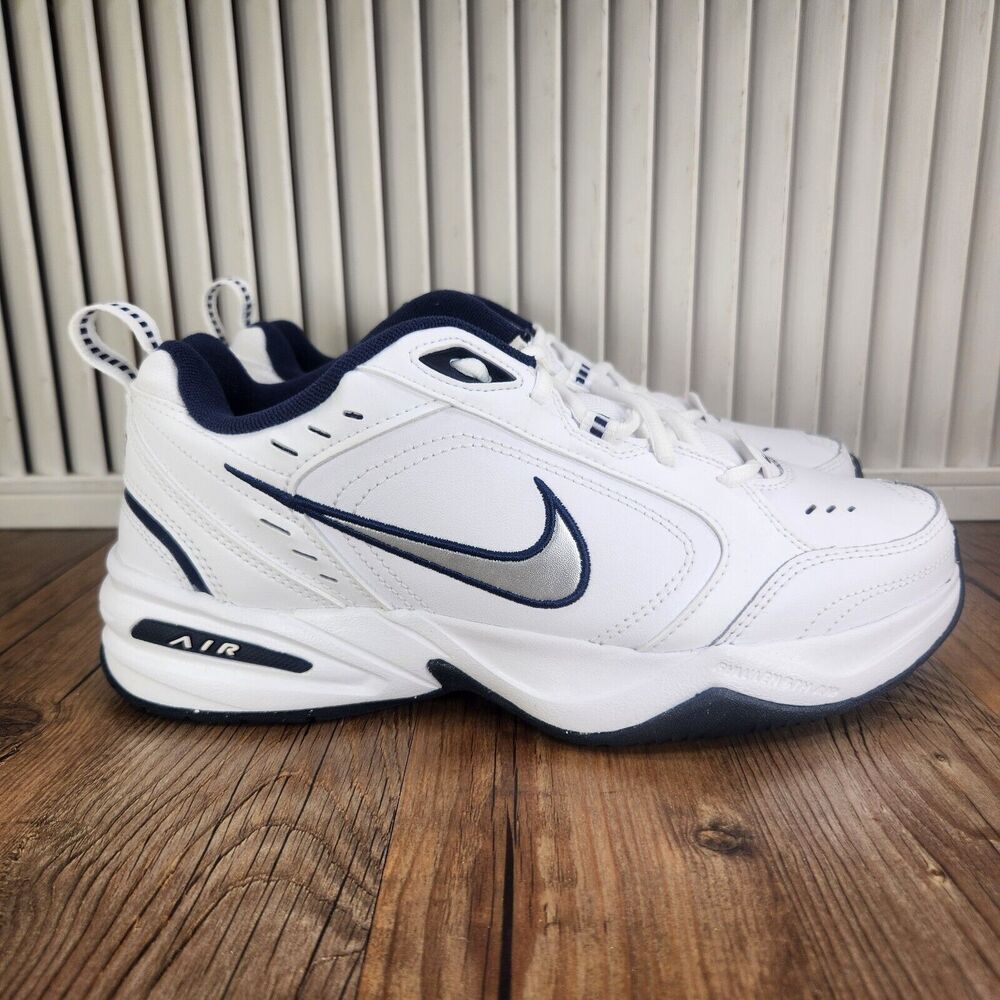 Nike Air Monarch IV Mens 8.5 White Silver Dad Training Sneakers Shoes 415445-102 - Picture 2 of 11